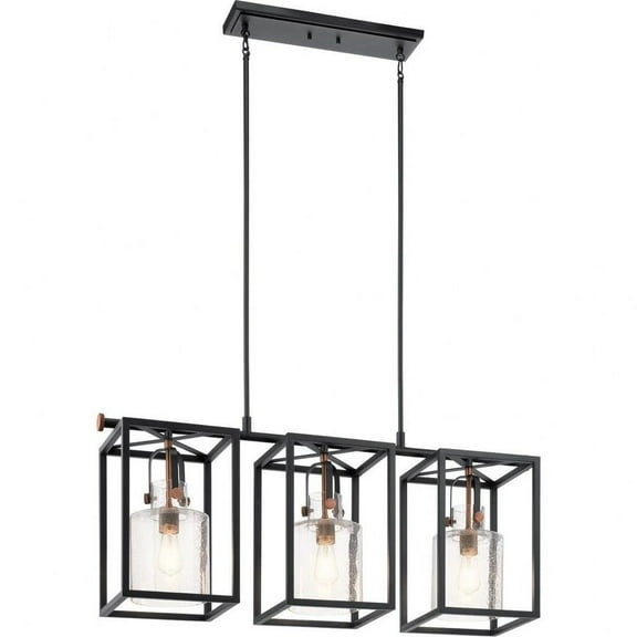 Industrial Farmhouse Three Light Chandelier in Black Finish Bailey Street Home 147-Bel-4187441