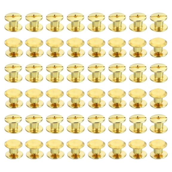 Uxcell 50 Sets Chicago Screws, M5x4mm Chicago-Screw Phillips Binding Post Screw for Leather, Gold