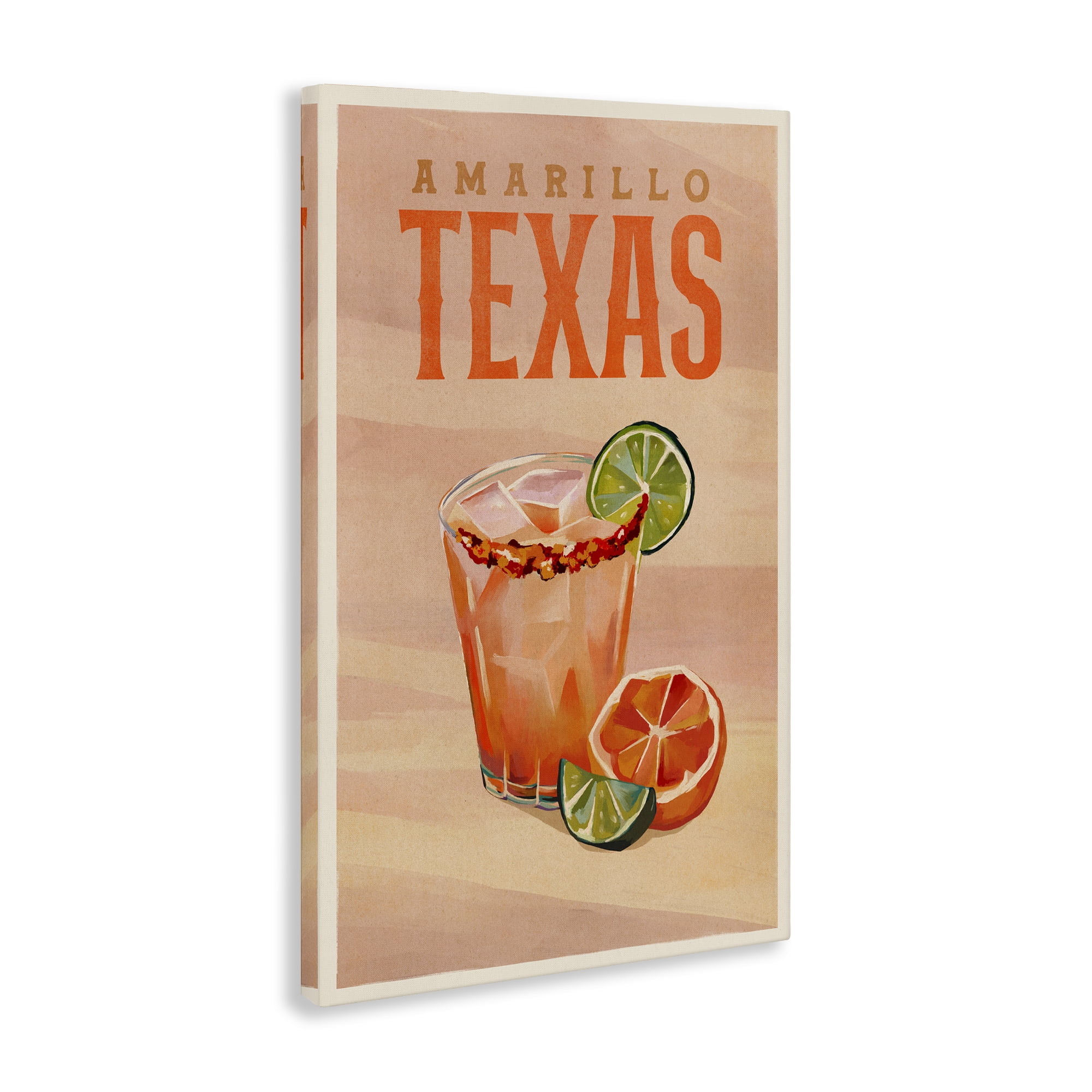 Stupell Industries Amarillo Texas Cocktail Food & Beverage Painting Wrapped Canvas Art Print Wall Art, 24 x 36