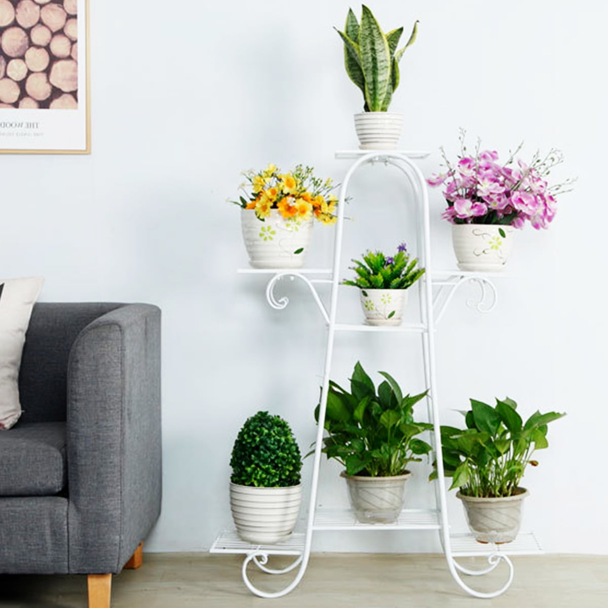 7 Tier Garden Plant Stand & Flower Pot Holder Display Rack Metal Indoor jpg