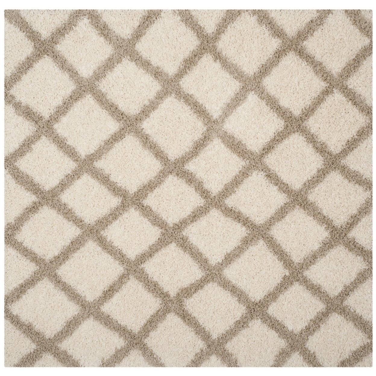 SAFAVIEH Dallas Jerrie Geometric Shag Area Rug, Ivory/Beige, 6' x 6' Round