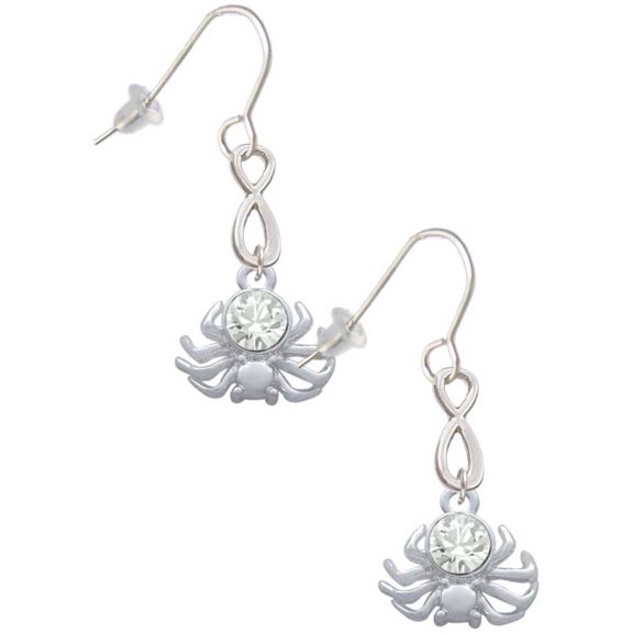 Delight Jewelry Silvertone 3-D Clear Crystal Spider Silver tone Infinity French Earrings