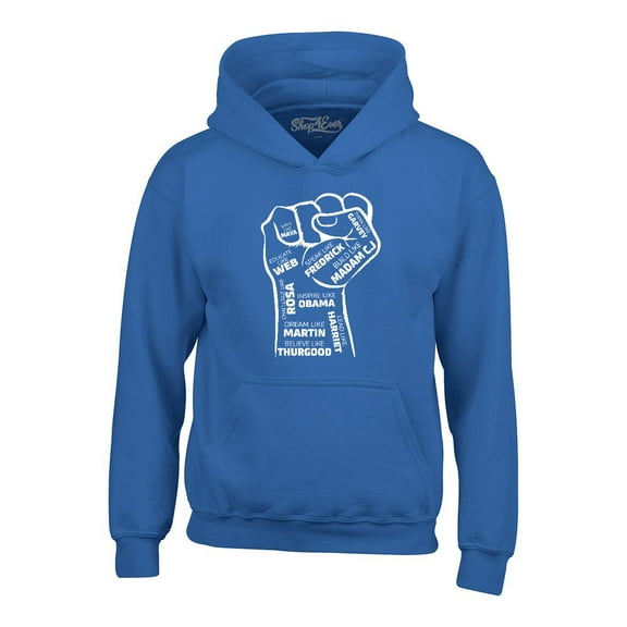 Shop4Ever Men's Inspiring Black Leaders Fist Hooded Sweatshirt Hoodie Small Royal Blue