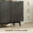 thumbnail image 6 of YYAo 55" Sideboard Cabinet with 4 Doors, 2 Adjustable Shelves and 5 Wood Legs, Coffee Bar Cabinet for Kitchen, Dining Room, Dark Gray, 6 of 7