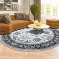 thumbnail image 6 of Jamfeel Round Rugs Vintage Print Low Pile Non-slip Circle Carpet Indoor Area Rug for Living Room Nursery, 5ft, Black and White, 6 of 7