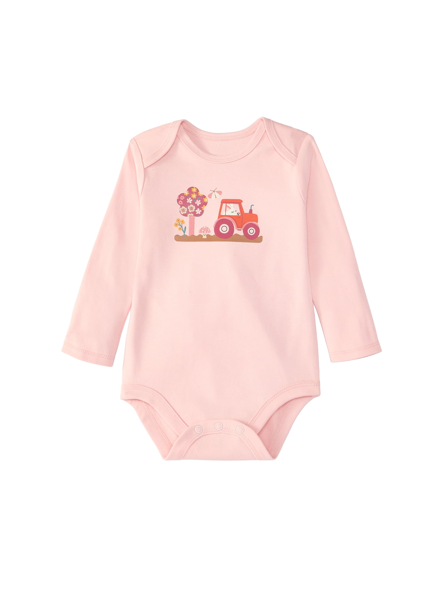 Garanimals Newborn & Baby 100% Cotton Long Sleeve Bodysuits, Sizes 0–24M, 4-Pack