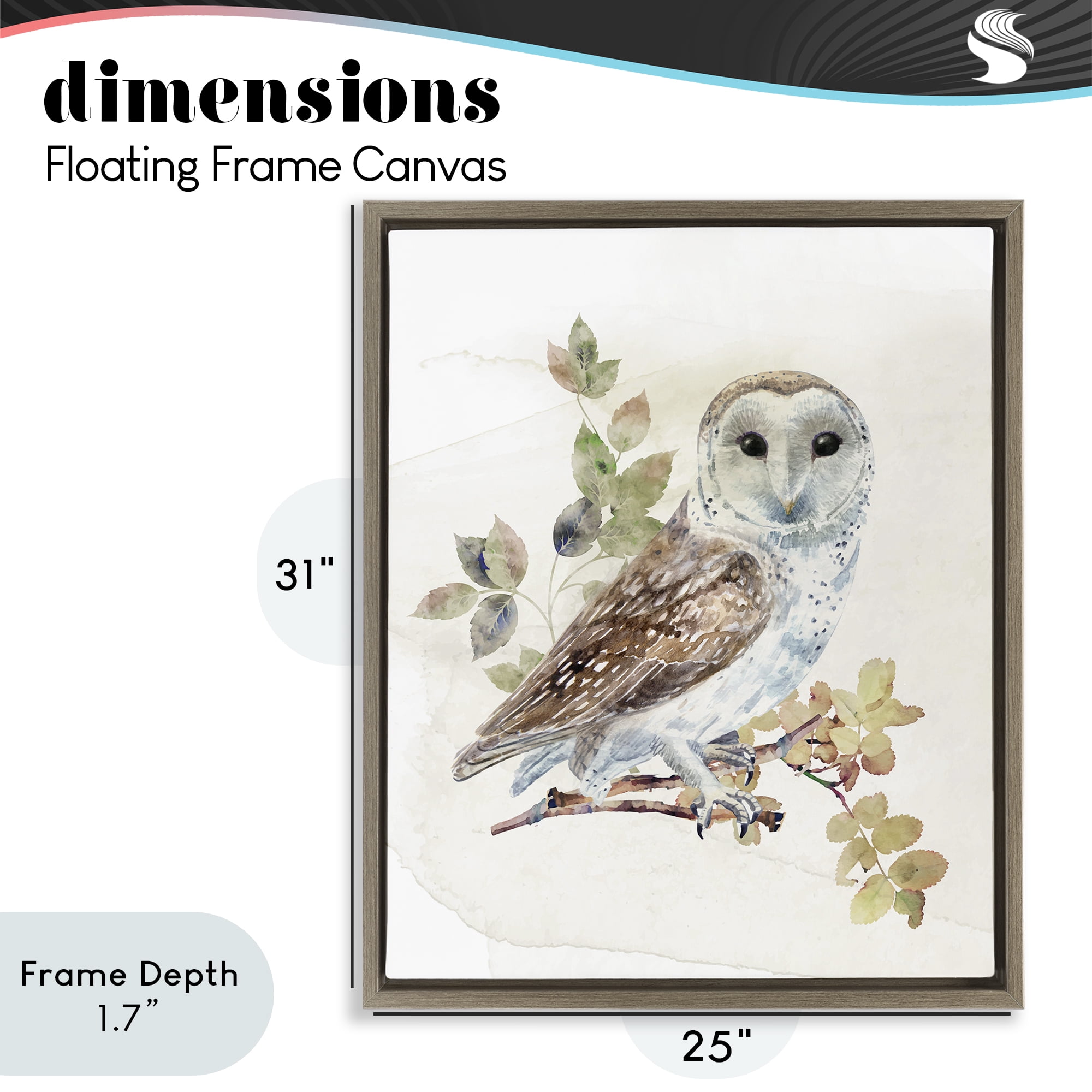 Stupell Industries Owl Among Autumn Leaves Brown Framed Floater Canvas Wall Art, design by CAD Designs
