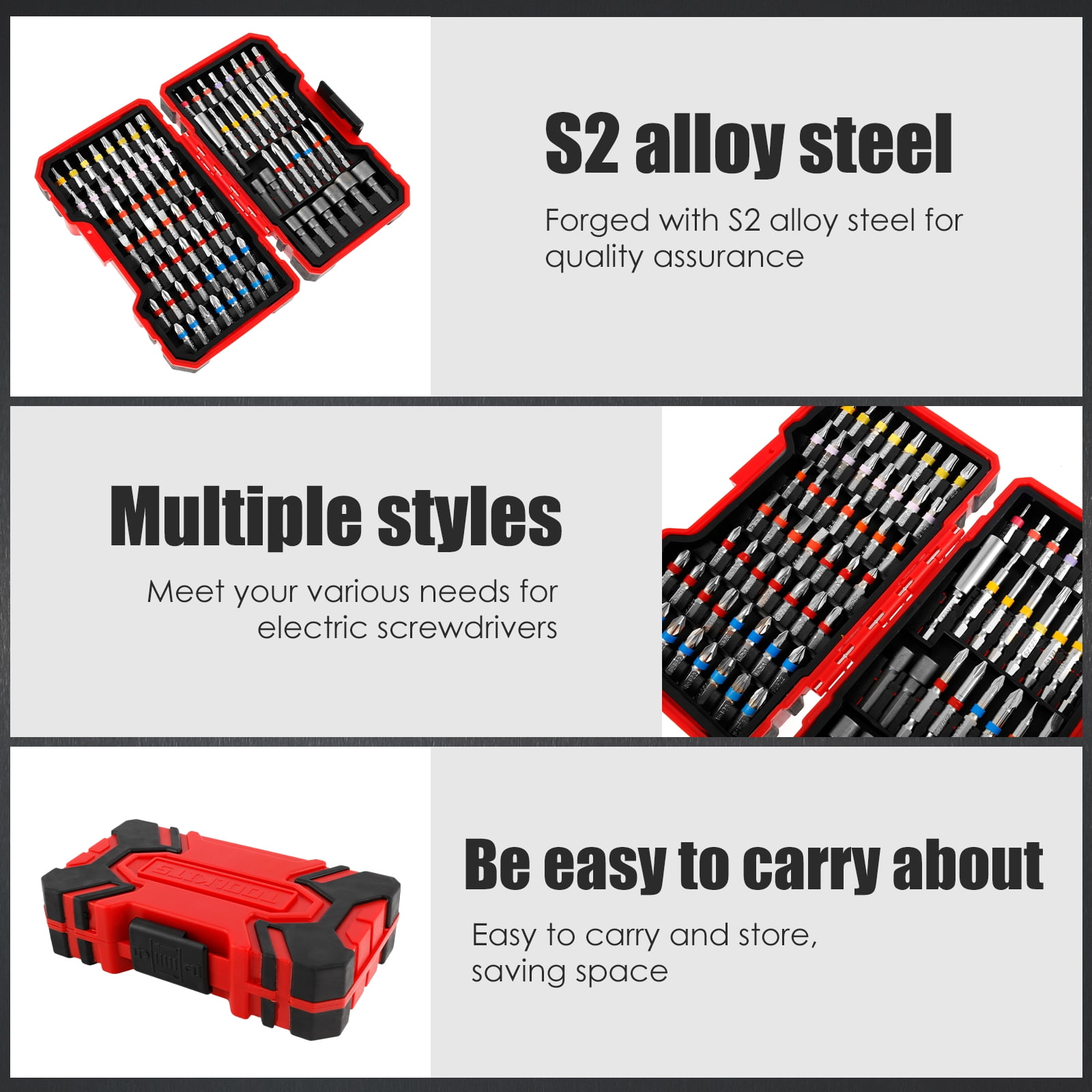 TMWEFUSC 83Pcs Screwdriver Bit Set Security Bits Long Screwdriver Set with Case Magnetic Steel Screw Driver Drill Bit Kit, Hex, Star Bits