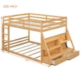 thumbnail image 2 of Harper & Bright Designs Full Over Full Floor Bunk Bed with Drawers & LED Lights, Solid Wood Full Size Bunk Bed Frame with Storage Shelves Bookcase and Charging Station for Bedroom Dormitory, Natural, 2 of 20