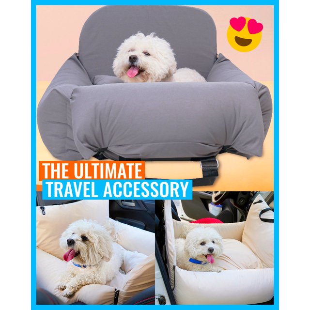 RideCozy Travel Bolster Safety Dog Car Back Seat Bed (Dark Grey