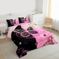 thumbnail image 3 of Homewish Cute Butterflies Queen Comforter Set,Flying Animal Bedding Sets,Pink Black Bedding Comforter Set For Girls Kids,Luxury Bedroom Decor Reversible,3pcs, 3 of 8