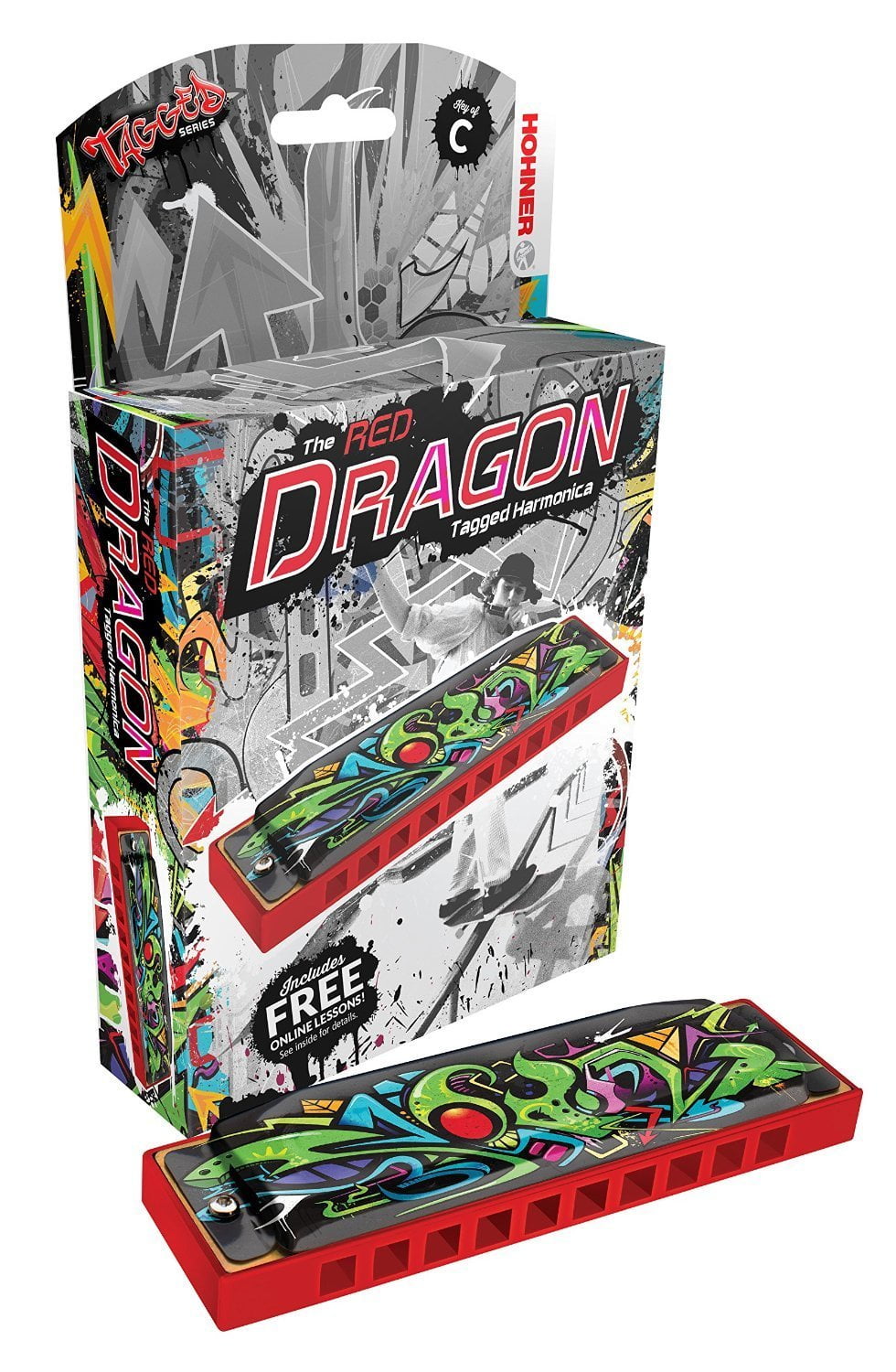Red Dragon Tagged Harmonica, Key Of G
