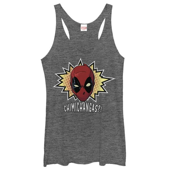 Women's Marvel Deadpool Chimichangas  Racerback Tank Top Gray Heather Small