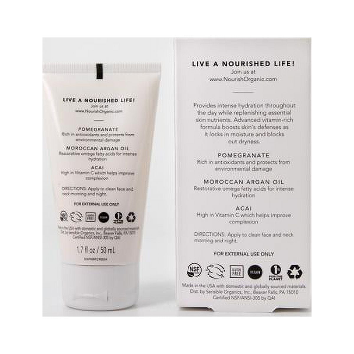 Nourish Organic Ultra-Hydrating Face Cream - Pomegranate & Argan - 1.7 fl oz