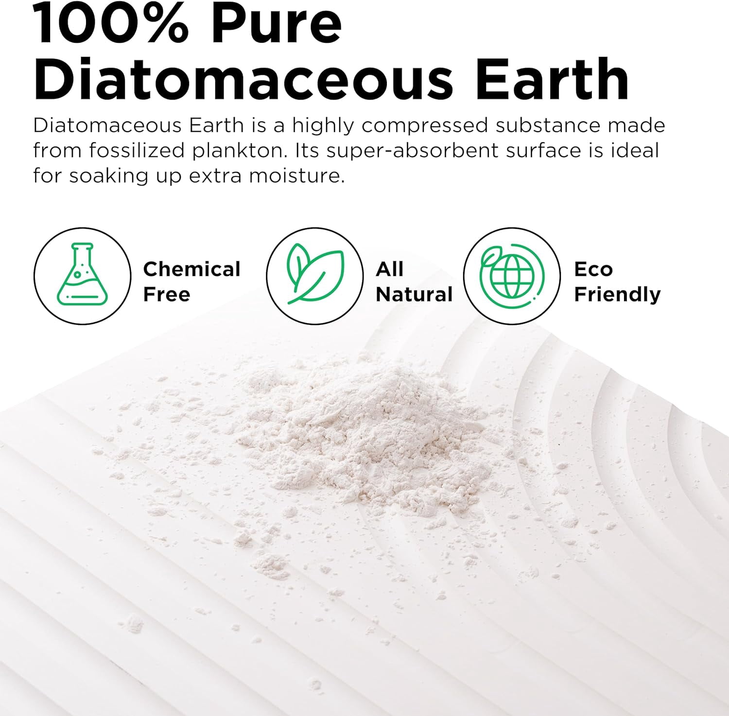 HBlife Stone Bath Mat, Diatomaceous Earth Bath Mat Bathmat, Non Slip Super Absorbent Quick Drying Diatomite Stone Bath Shower Mat for Bathroom, 23" x 15", White
