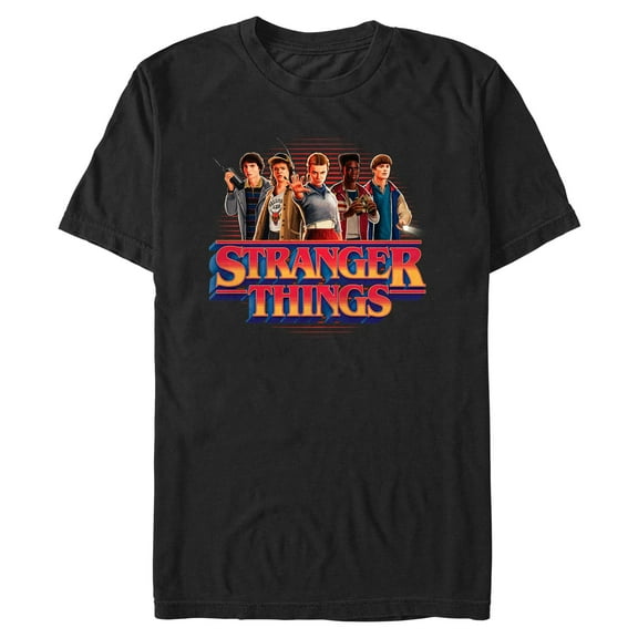 Netflix Men's Stranger Things Retro Friend Group Main Logo T Shirt