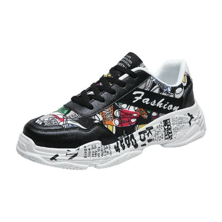 

Yoslce Sneakers for Men Fashion Wild Graffiti Casual Shoes Comfortable Breathable Low-Top Sneakers Mens Sneakers Black 43