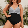 thumbnail image 5 of SOMER One Piece Swimsuit Women Plus Size Swimsuit for Womens Bathing Suits Low-cut Tummy Control Front Cross Bathing Suits Slimming Black Dots V Neck Swimwear High Waisted Oversized, 5 of 7