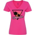 thumbnail image 3 of Inktastic California with Triangle and Palm Trees Women's V-Neck T-Shirt, 3 of 5