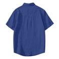 thumbnail image 7 of LTTVQM Button Down Shirts for Men Casual Short Sleeve Shirt Textured Linen Summer Beach Tops with Pocket Dark Blue M, 7 of 7