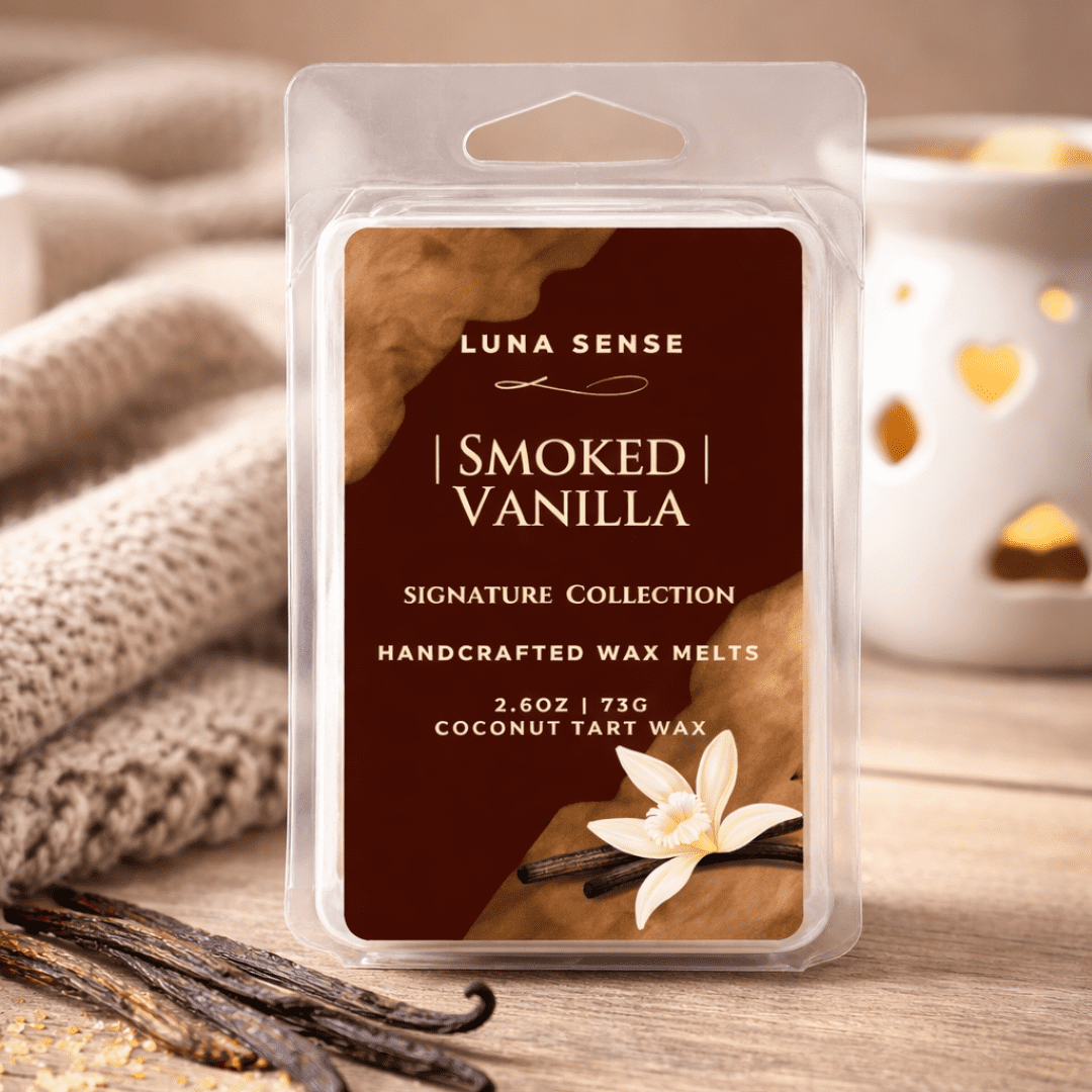 Luna Sense Smoked Vanilla Wax Melts, Vanilla and Light Smoke, Warm Sweet Scent, 18 Cubes, 3 Pack
