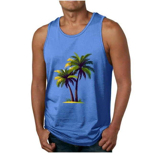 Camisetas de Tanque de los Hombres Tanque de los Hombres Incolor Gradiente de Impresión Cuello Redondo Correa Delgada Fuga Atrás Regular Casual Deportes Blusas de Tanque