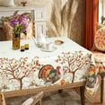 thumbnail image 6 of Fall Thanksgiving Double Border Decoration Tablecloth,Turkey & Pumpkin Harvest Tablecloths, Waterproof Spillproof Table Cover for Dinner Kitchen Party Holiday Decorations, 60x102 Oblong/Rectangle, 6 of 6