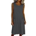 thumbnail image 2 of Guieoi Women's Sleeveless Round-Neck Button-Up Dress with Pockets Loose-Fit Casual Summer Dress Gray L, 2 of 7