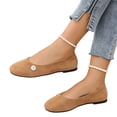 thumbnail image 2 of Flats for Women Slip On Closed Toe Round Toe Mary Jane Shoes Comfortable Walking Ballet Flats Summer Trendy Low Wedge Dolly Shoes Brown 42, 2 of 5