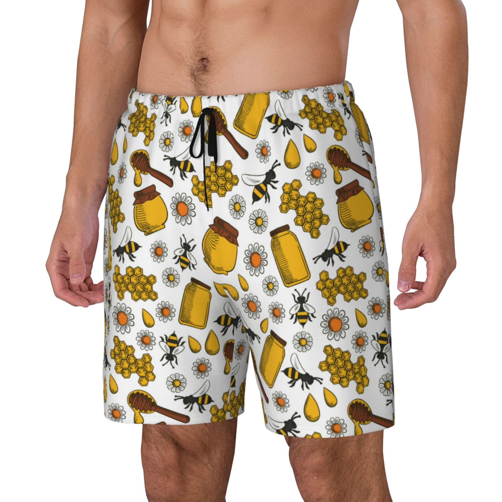 Xecao Cute Bee for Men's Swimming Trunks Swim Trunks Quick Dry Swim Shorts with Mesh Lining Funny Swimwear Bathing Suits