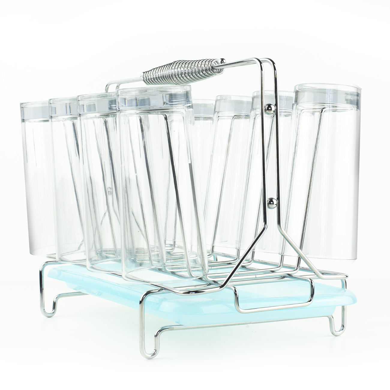 8 Piece Acrylic Drinking Glasses Set in Caddy