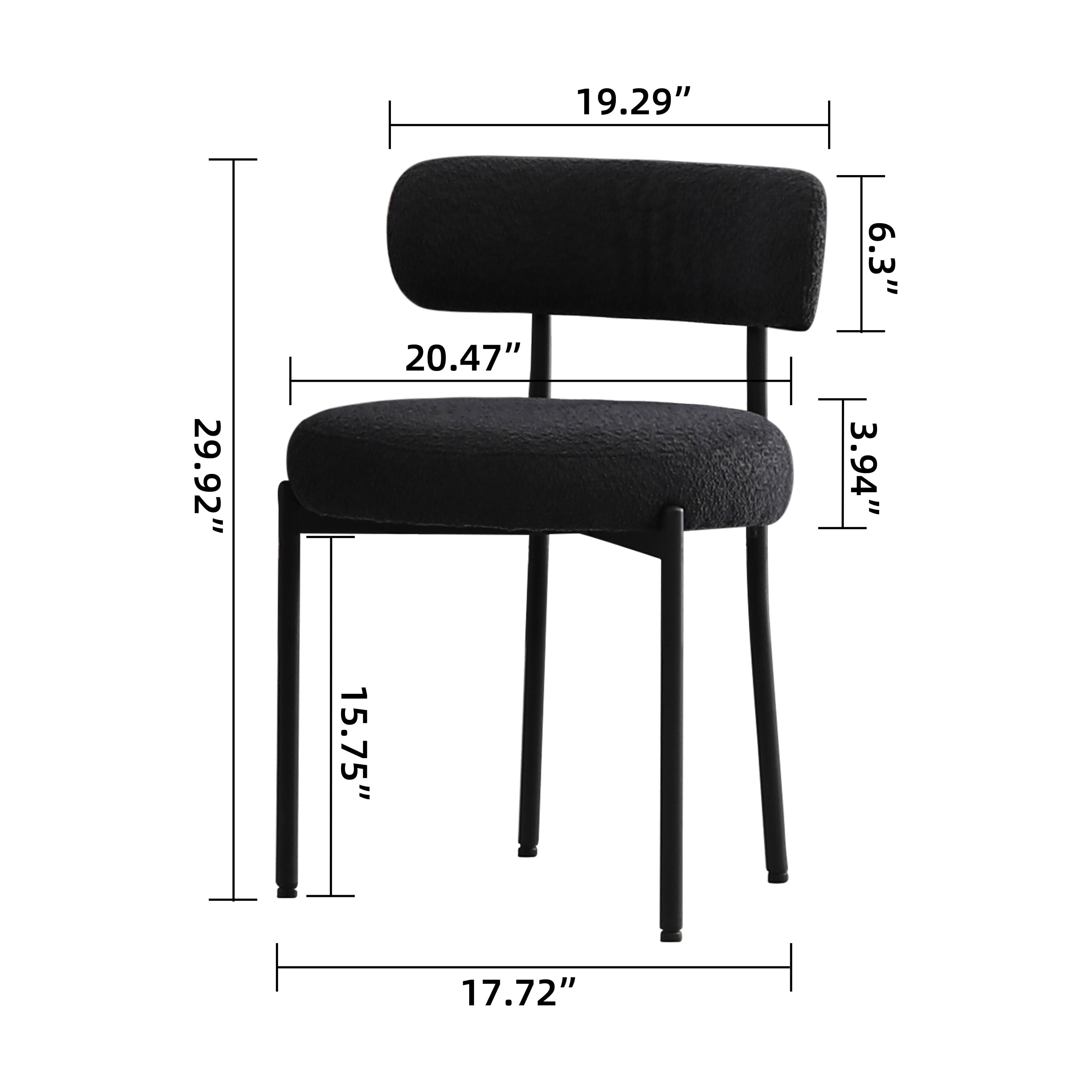 XINMICS Black Dining Chairs Set of 2, Mid-Century Modern Dining Chairs for Kitchen Dining Room