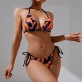 thumbnail image 4 of Sokhug Womens Floral Bikini Set Mesh Cover Up Tie Side Triangle Top Thong Bottom Three Piece Swimwear, 4 of 9