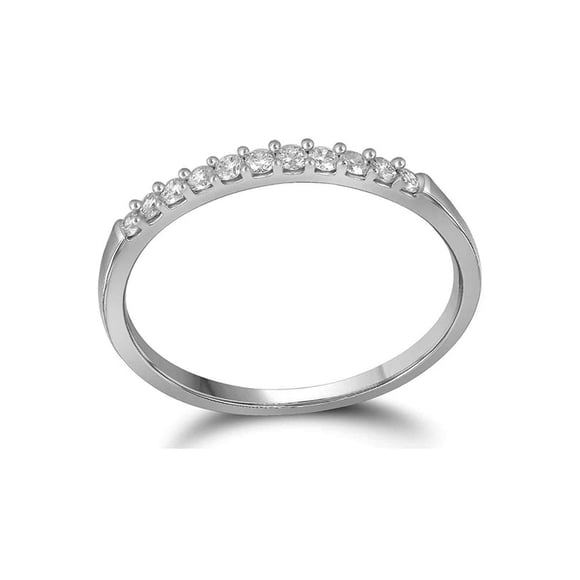 10kt White Gold Womens Round Diamond Wedding Band Ring 1/6 Cttw
