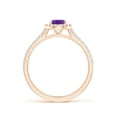 thumbnail image 2 of ANGARA Natural Oval Amethyst Halo Ring with Diamond Accents in 14K Rose Gold for Women (Size-7x5mm) | February Birthstone, Birthday, Anniversary, Jewelry Gift for Women | Natural Amethyst Ring, 2 of 9