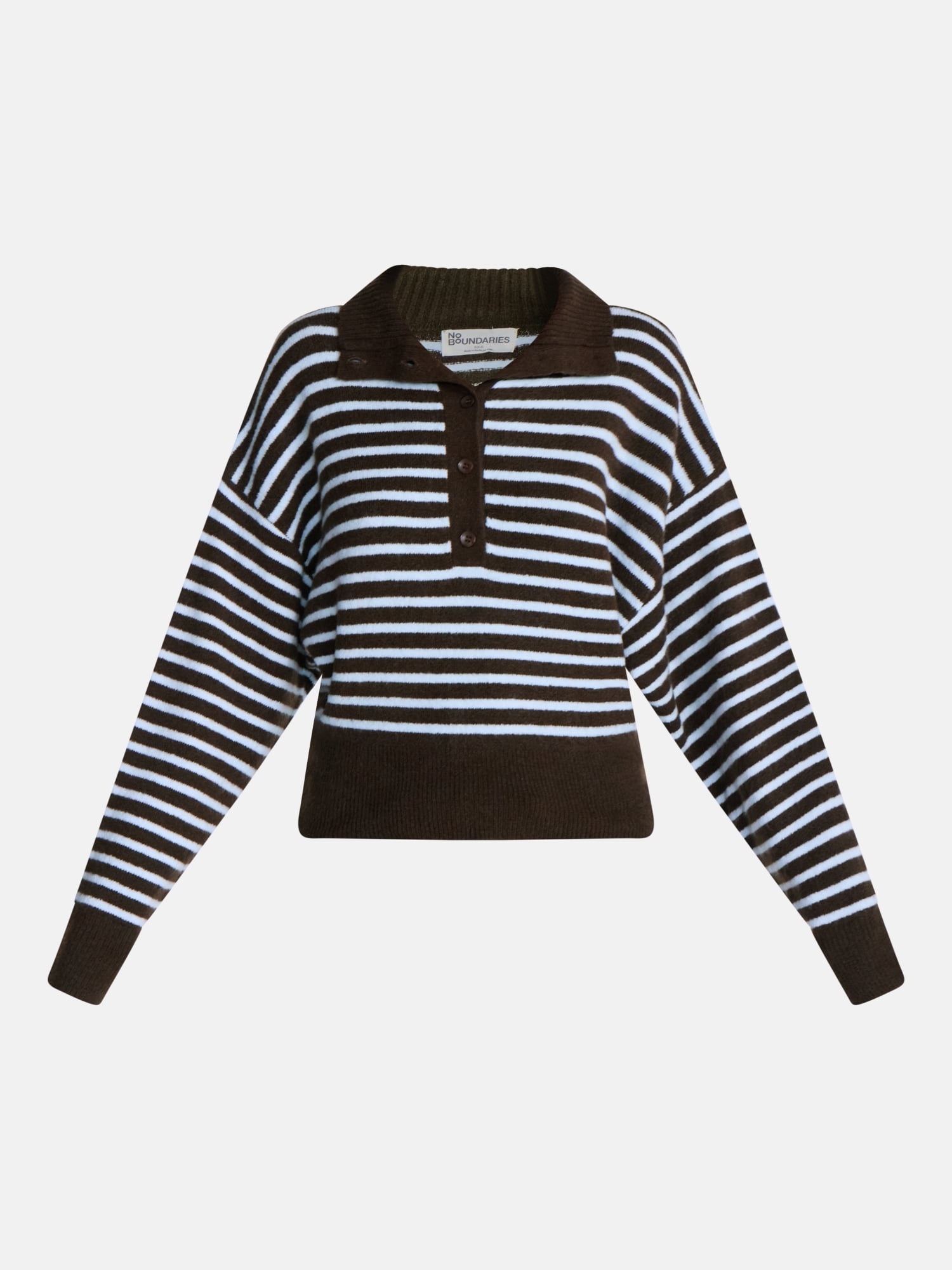 No Boundaries Rugby Collared Sweater, Lightweight, Women's and Women's Plus XXS-4X