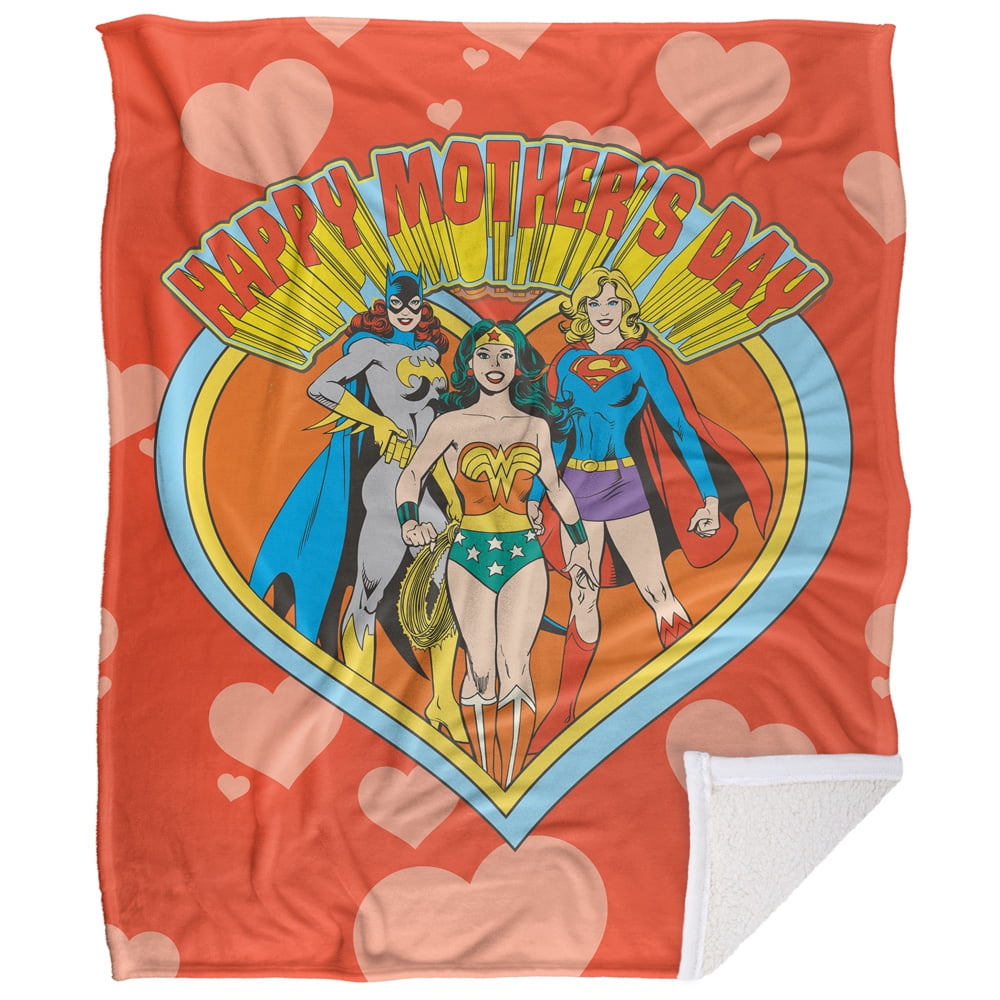 Justice League Blanket, 50"x60" Batgirl, Wonder Woman, Supergirl Mother's Day Silky Touch Sherpa Back Super Soft Throw Blanket