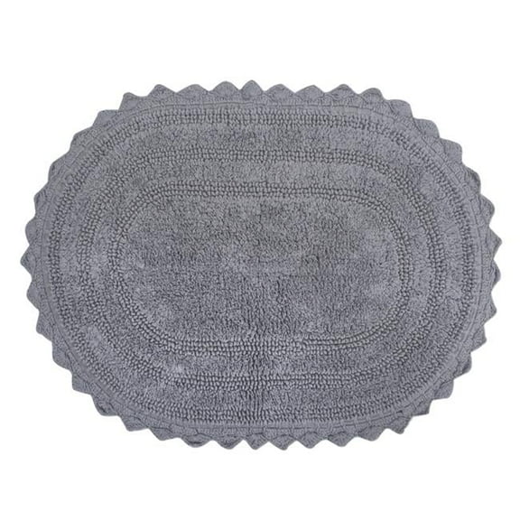 Design Imports CAMZ10914 Gray Small Oval Crochet Bath Mat - Gray - 17in. x 24in.