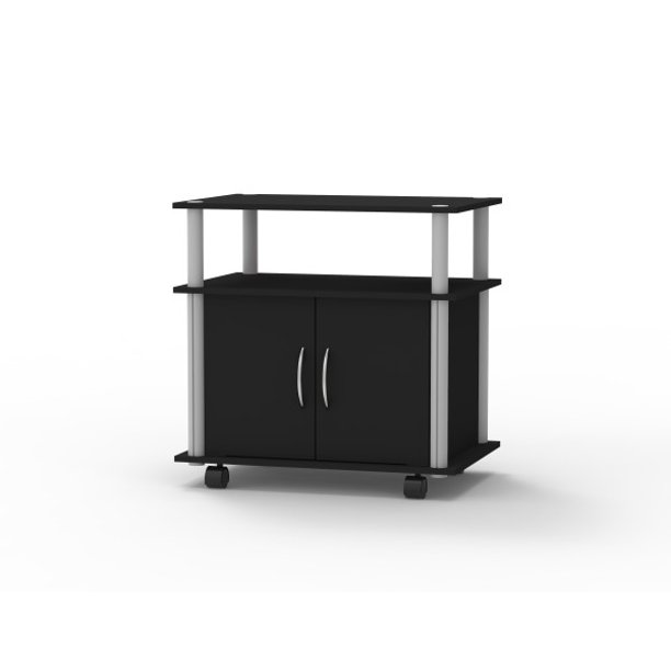 Rolling Wood TV Stand with Black