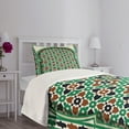 thumbnail image 5 of Ambesonne Retro Quilted Bedspread Set 2 Pcs, Moroccan Arch with Floral, Twin Size, Green and Brown, 5 of 6