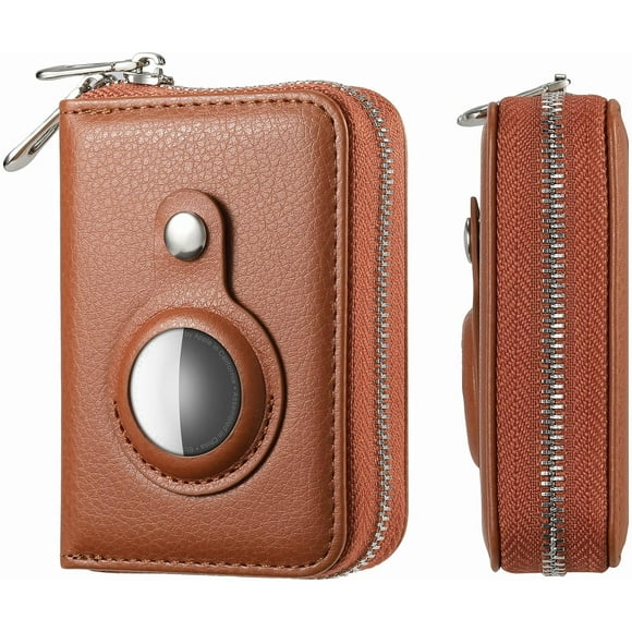 Small Wallet for Men, Minimalist PU Leathter Wallet, RFID Blocking Small Cash Credit Card Holder Organizer Wallet with Airtag Holder, Slim AirTag Wallet Men/Women. (3-Brown)