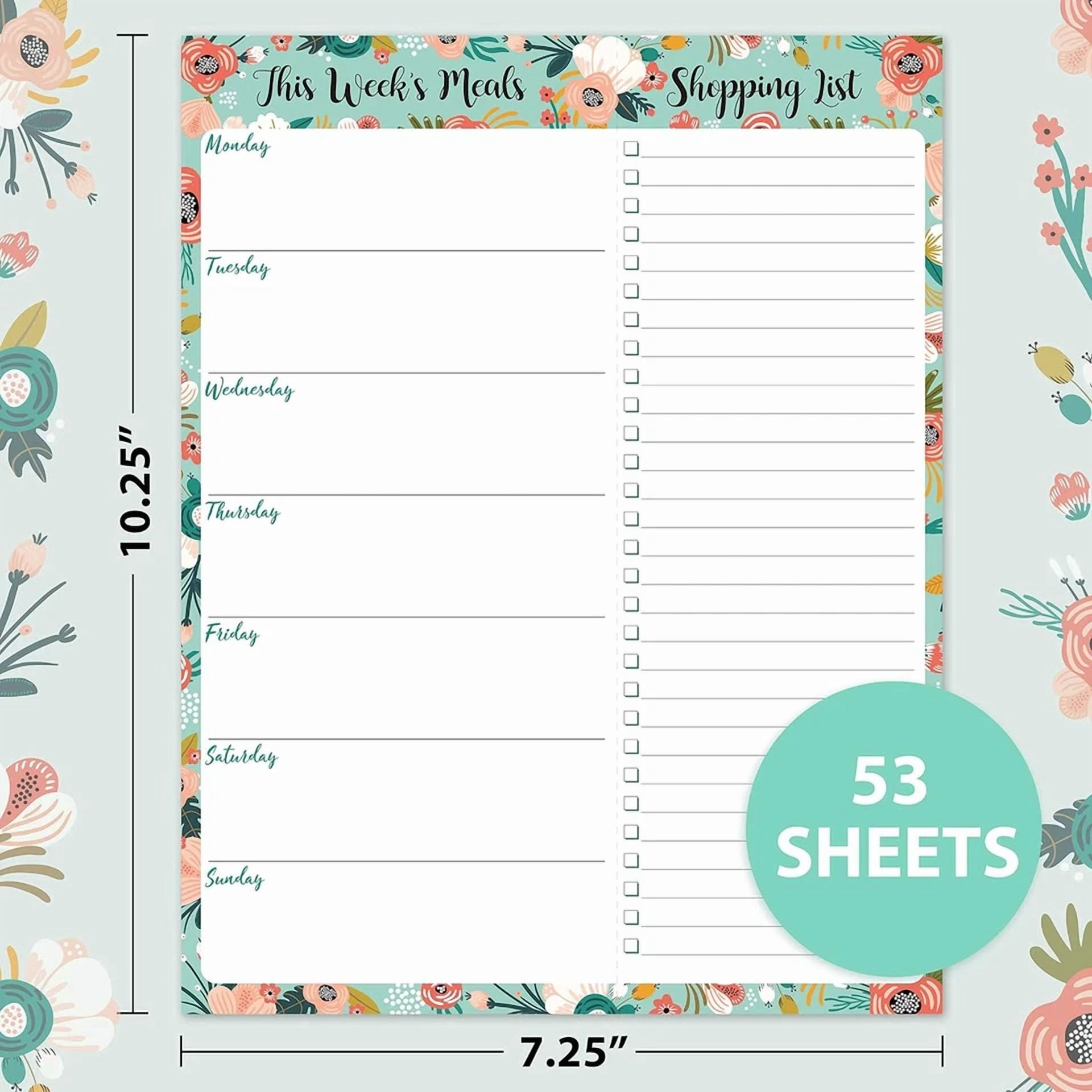 Weekly Meal Planner - Grocery List Magnetic Notepads 7 X 9 Meal Planning Pad W