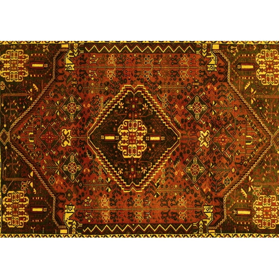 Ahgly Company Indoor Rectangle Persian Yellow Traditional Area Rugs, 2' x 4'