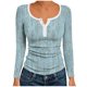 thumbnail image 3 of HongQid Women's Long Sleeve Shirts Casual Fall Henley Top Button Down Blouses Basic Ribbed Knit T Shirts, 3 of 6