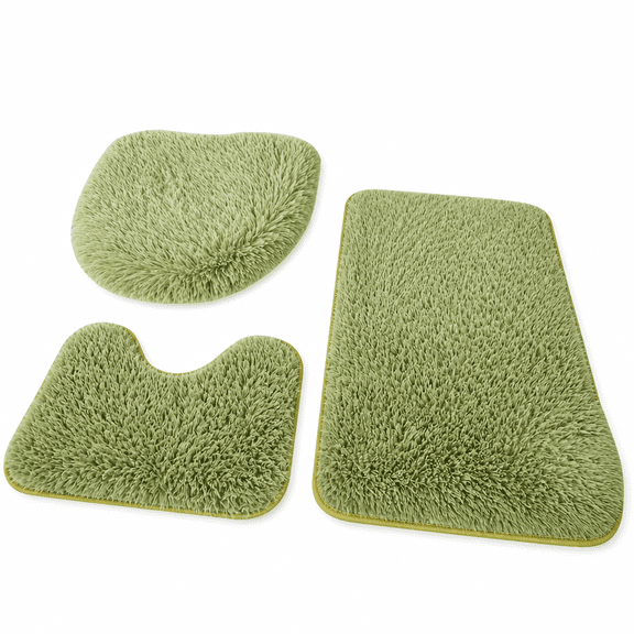 FURMORA 3 Piece Bathroom Rug Set,Ultra Soft Non Slip&Water Absorbent,Toilet Lid Cover and Contour Mat,Bath Mat for Tub Shower Bathroom,Machine Washable