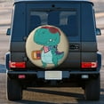 thumbnail image 3 of Kll Cool Dino Playing Skateboard Tire Cover,Universal Wheel Tire Cover For Trailer, Rv, Suv, Truck,Camper And Many Vehicle,(15 Inch), 3 of 7