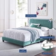 thumbnail image 3 of Tufted Platform Bed Frame, King Size, Velvet, Teal Blue, Modern Contemporary Urban Design, Bedroom Master Guest Suite, 3 of 8
