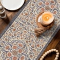 thumbnail image 4 of Vintage Boho Floral Table Runner 70 Inches Long,Country Farmhouse Flowers Ethnic Cotton Linen Table Runners Dresser Scarves,Fabric Tabletop Scarf Furniture Cover for Home Dinner Party 13"x70", 4 of 9