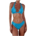 thumbnail image 1 of Gibobby Women's Two Piece Bikini Swimsuit Sexy Ribbed Triangle Top Bathing Suits String Cheeky Bikini Sets(Blue,S), 1 of 4