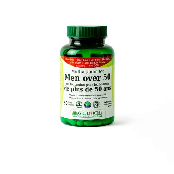 Greeniche Natural | Halal Multivitamin for Men over 50 | 60 Tablets | Essential Vitamins & Minerals | A Factor in Maintenance of a Good Health
